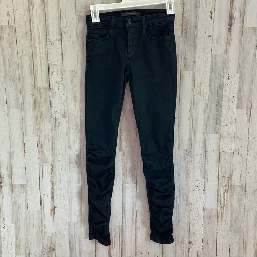 Joe’s Jeans Ruched Ankle Skinny Coated Jet Black